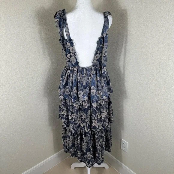 Lulus Babydoll Midi Dress Womens Medium Blue Lovely Bliss Y2K Whimsical Fairy - Picture 3 of 7